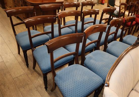 A harlequin set of twelve early Victorian mahogany dining chairs